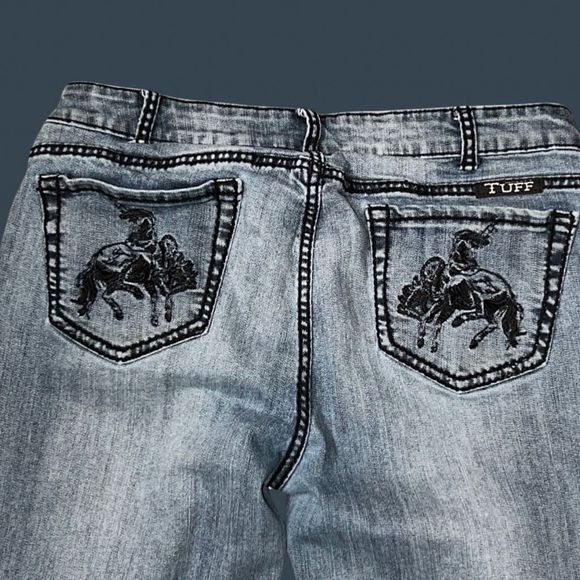 Cowgirl Tuff Embroidered Buck Bling Jeans Size 34x36 #158 - Picture 4 of 5